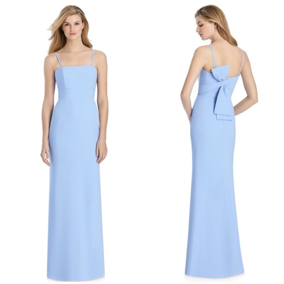Lela Rose Bridesmaid Gown Blue Bow Front Floor Length Dress Size Small Formal - Picture 1 of 9
